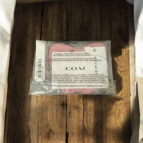 Coach Pink Glitter Butterfly Compact Mirror - Picture 4 of 4